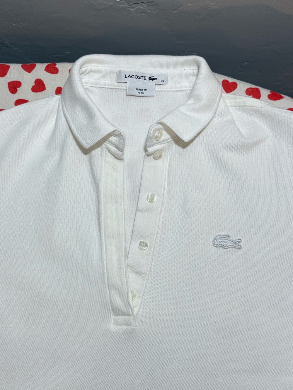 Lacoste white pique polo women’s 36 96% cotton tennis
